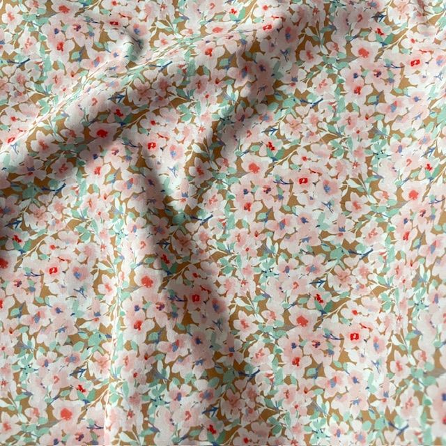 lycra imprimé rosé vert anis